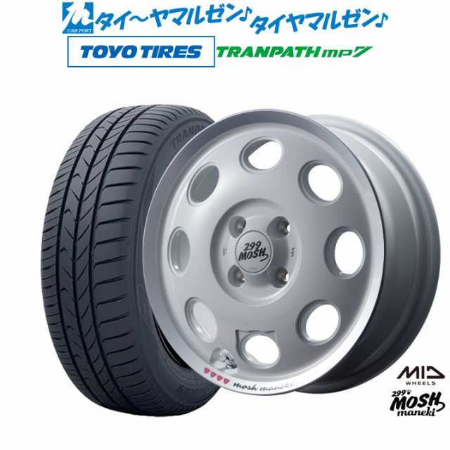 サマータイヤ ホイール4本セット MID 299モッシュ マネキ Shiro(ホワイト/フランジDC) 14インチ 4.5J トーヨータイヤ トランパス mp7 165