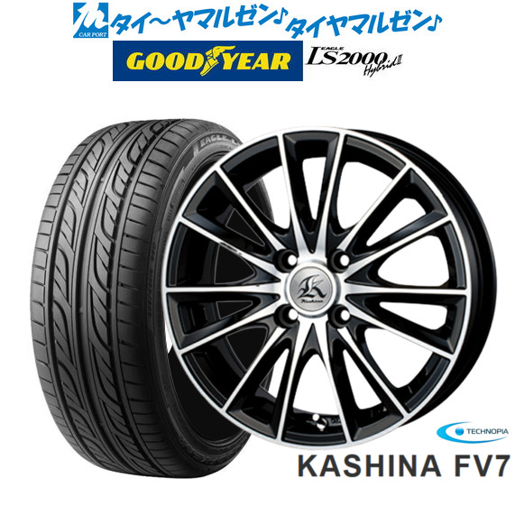 テクノピア カシーナ FV-7 ブラックポリッシュ 14インチ 4.5J グッドイヤー イーグル LS2000 ハイブリッド2(HB2) 155/55R14 69V サマータイヤ ホイール4本セットの通販は