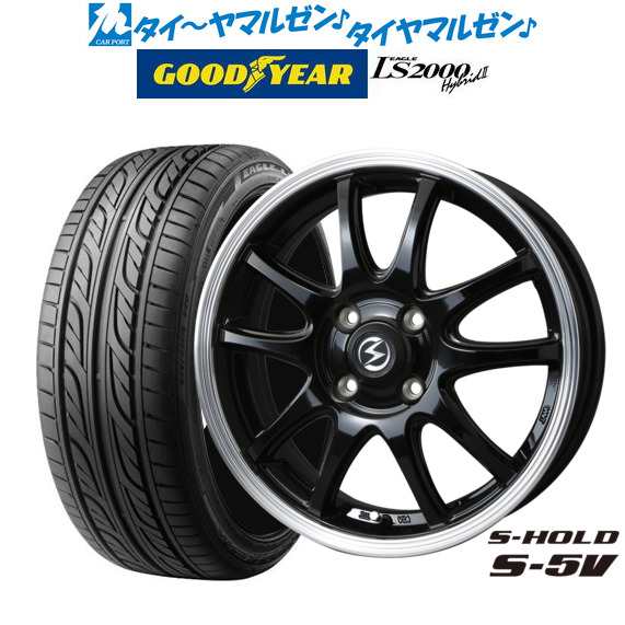 サマータイヤ ホイール4本セット BADX エスホールド S-5V ブラック/リムポリッシュ 16インチ 5.5J グッドイヤー イーグル LS2000 ハイブ