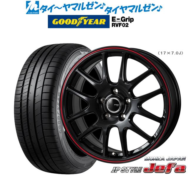 モンツァ JP STYLE JEFA(ジェファ) パールブラック/レッドライン 18インチ 7.5J グッドイヤー エフィシエント グリップ RVF02 215/45R18 93W XL サマータイヤ ホイール4本セット