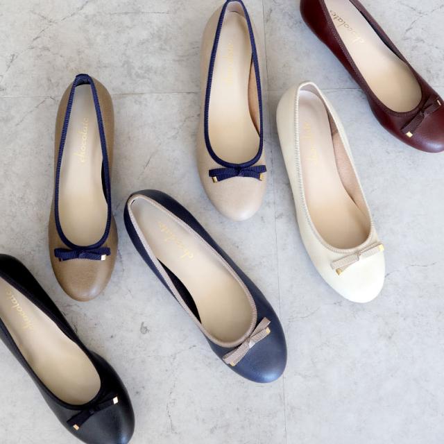 日本製 ストレッチリボンバレエシューズ 2cmヒール 外反母趾 カジュアル 可愛い 靴 秋物 冬物 秋冬 ぺたんこ 22cm 25cmの通販は