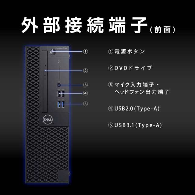 DELL OptiPlex 3060 SFF 第8世代 Core i5 メモリ:16GB 新品SSD:512GB