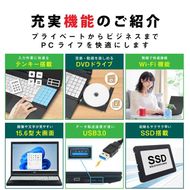 ノートパソコン 中古 富士通 LIFEBOOK A574 K Celeron Dual-Core 4GBメモリ 15.6インチ Window - 2