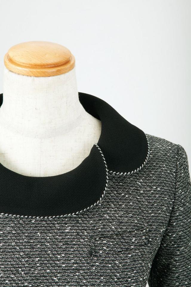 en joie アンジョア 七分袖 ワンピース 17号〜23号 黒 アイボリー