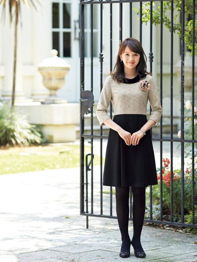 en joie アンジョア 七分袖 ワンピース  5〜15号 黒 アイボリー オフィス 制服 事務服 受付 コンパニオン かわいい クリニック 病院 61680 宅配のみ en joie アンジョア 七分袖 ワンピース 5〜15号 黒 アイボリー