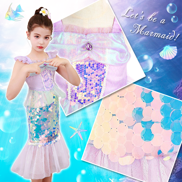 送料無料】プリンセス マーメイド ドレス ホログラム 衣装 オーロラ  
