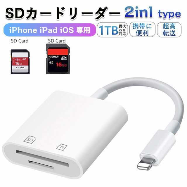 2023最新版 SDカードリーダー 2in1 iphone マイクロsdカードリーダー