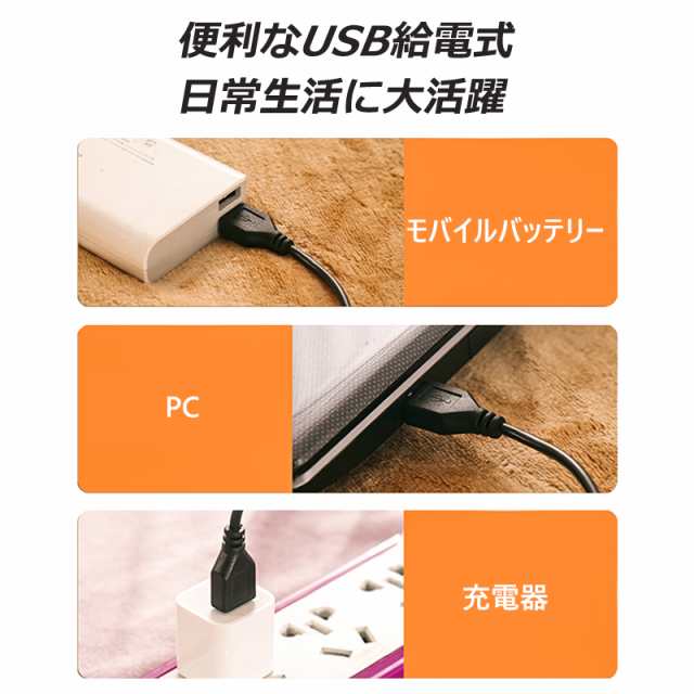 電気毛布 掛け敷き 電気ブランケット USB給電式 ひざ掛け 80x60cm