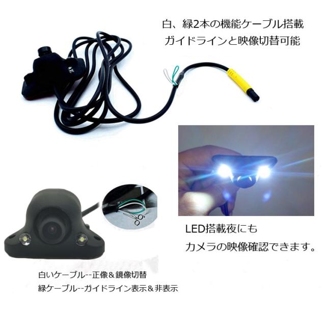 4分割表示車載モニター+小型バックカメラセット角度調節可能 7インチ 暗視対応 防水仕様 MN74BK1100SET1_5