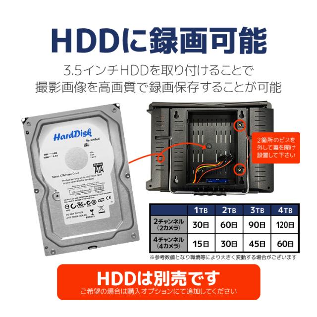 ワイヤレス防犯システム 12インチモニター付きワイヤレスNVR＋ワイヤレスカメラ2台 ワイヤレス防犯カメラセット 屋内・屋外両用 WF6112_6
