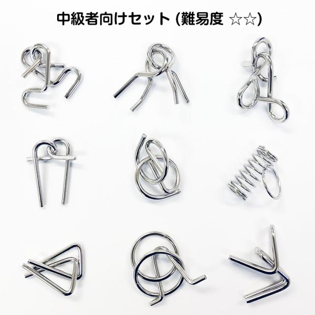 知恵の輪9点セット 初級者/中級者/上級者/上上級者/超上級者向け