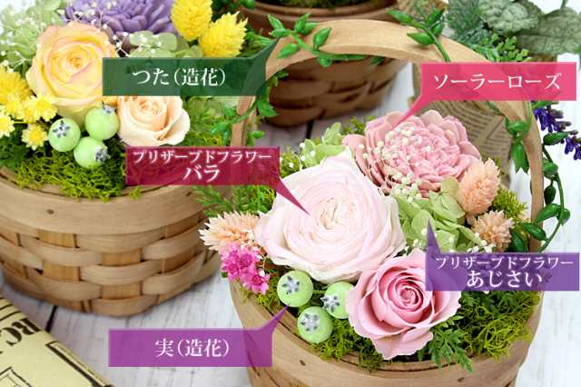 母の日 プリザーブドフラワー はないろバスケット アレンジメント 母の ...