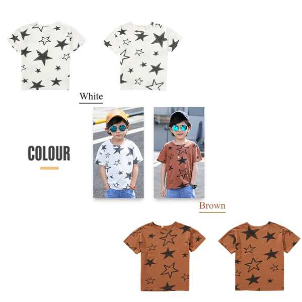 キッズ 半袖 Tシャツ スター柄 120 130 140 150 星柄 プリント Ｔ