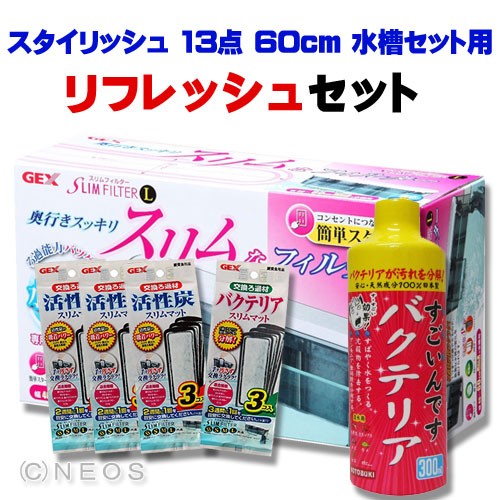 スタイリッシュ 13点 60cm 水槽セット リフレッシュ セット 【水槽 