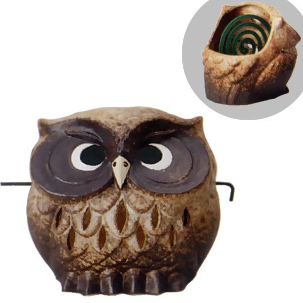 蚊遣り器  蚊やり 蚊取り線香ホルダー おしゃれ  信楽焼 ふくろう 梟 フクロウの通販は 5,704円