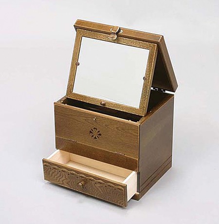 メイクボックス コスメティック 木製 鏡 ナチュラルウッド 縦型 コスメ