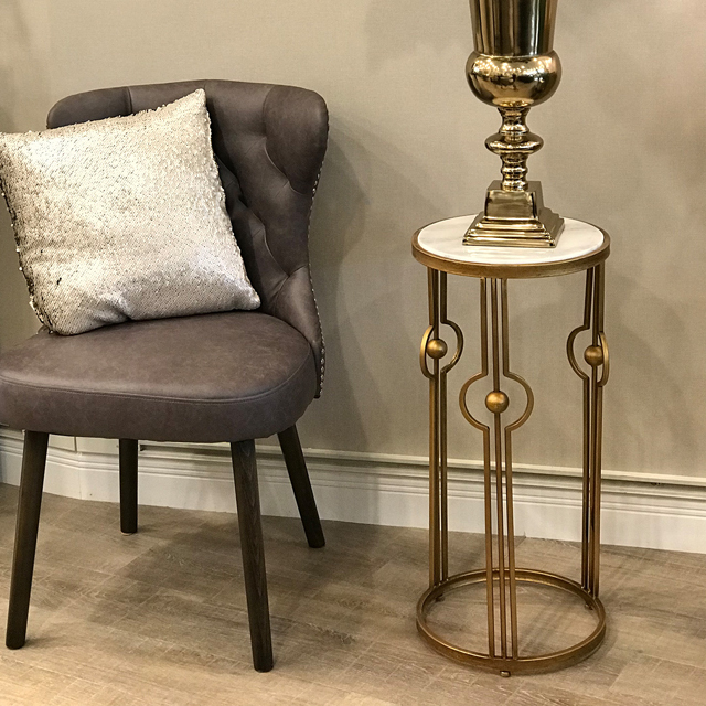 花台 サイドテーブル 大理石 コンソール おしゃれ コンソール おしゃれ  電話台 ゴールド  スチール エレガント ゴージャス 玄関 27,885円