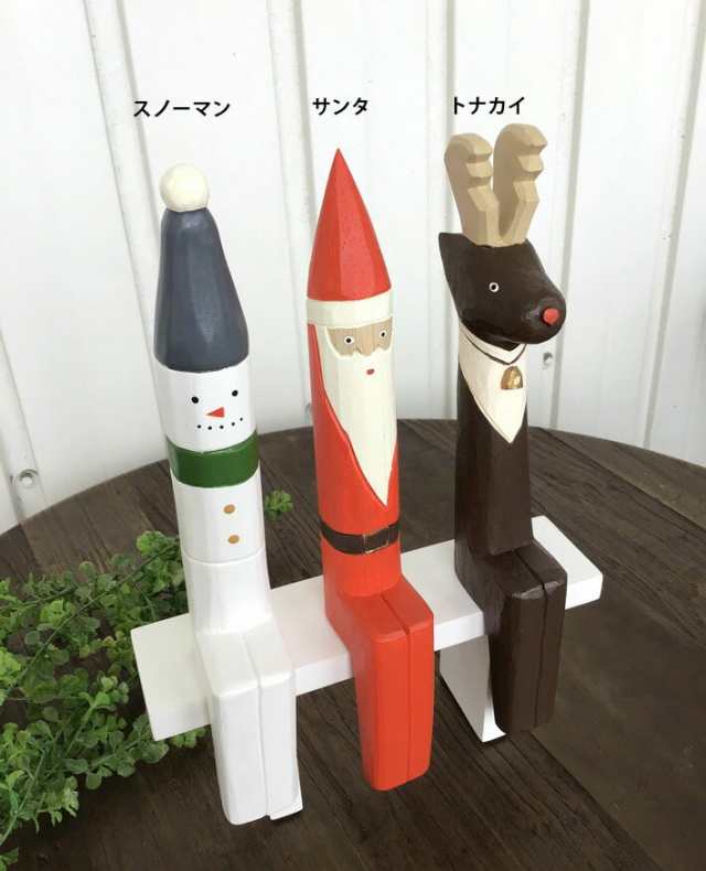 サンタ トナカイ スノーマン 木彫り クリスマス 雑貨 置物 おしゃれ サンタクロース 木 木製 かわいい｜au PAY マーケット