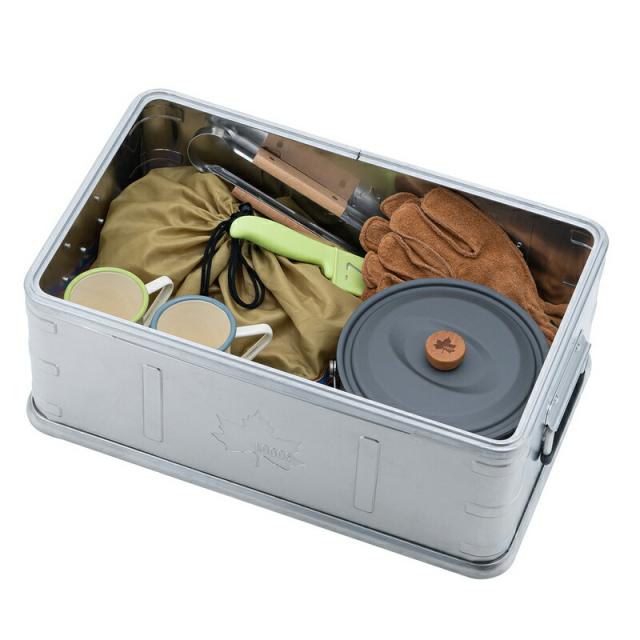 LOGOS/ロゴス LOGOS スタックコンテナ・20(蓋付)アルミ製コンテナボックス 蓋つきでテーブルにもなる 耐荷重約110kg 頑丈 スタッキング可の通販は