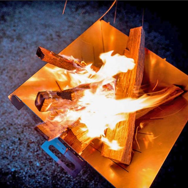 auvil/オーヴィル エッジキャンプストーブ 焚き火台 オーヴィルの4種類のストーブでLサイズのおしゃれ焚火台 ステンレススチール 2.8kg 耐久性良く燃焼力も抜群 収納コンパクト 組立式 専用収納バッグと網付 AVL-005