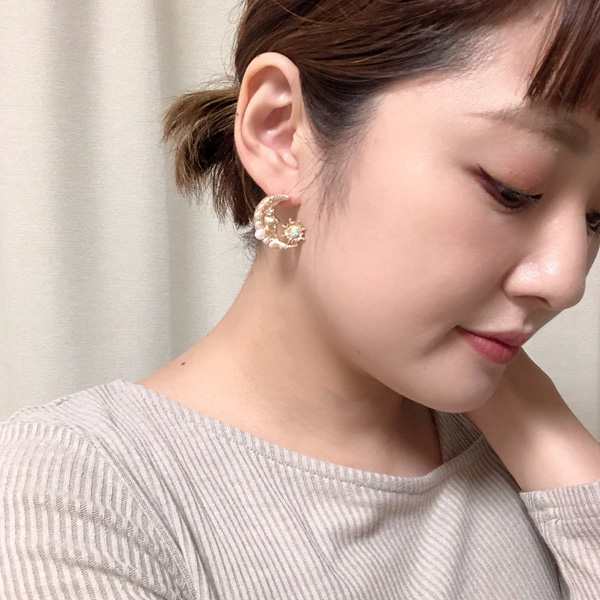 メンズ　ピアス　レディース　ストーン　十字架　フープピアス　韓国風