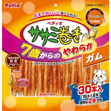 【10個セット】 ペティオ 7歳からのやわらか ササミ巻き ガム 30本入