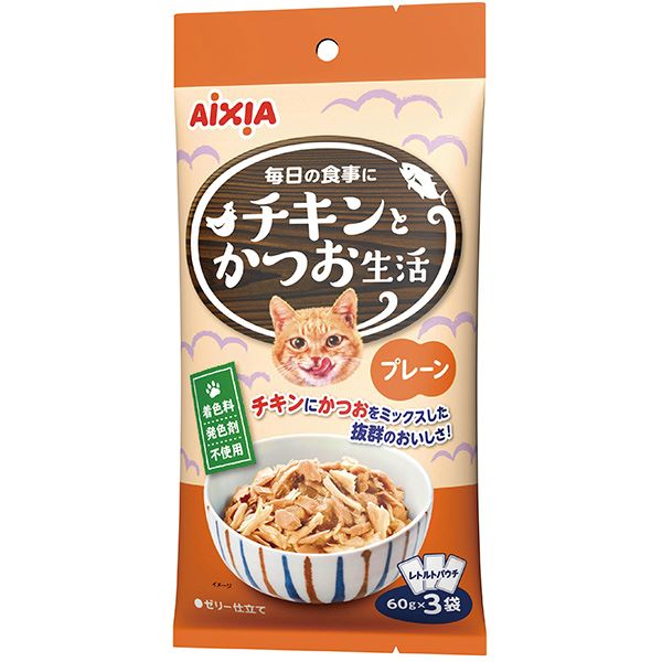 【48個セット】 アイシア チキンとかつお生活　プレーン 180g