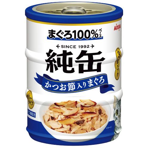 【24個セット】 アイシア 純缶 ミニ 3P かつお節入り まぐろ 195g