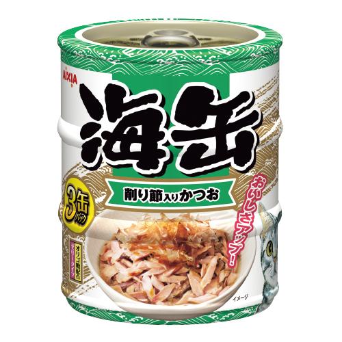 【48個セット】 アイシア 海缶 ミニ 3P 削り節入り かつお 180g