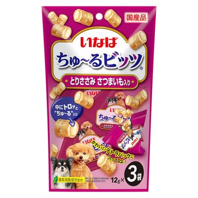 【48個セット】いなば ちゅーるビッツ とりささみ さつまいも入り 12g×3P