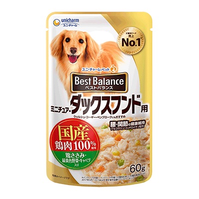 クーポン配布中!! 【6個セット】ユニ・チャーム ベストバランス 国産鶏ささみパウチ ミニチュア･ダックスフンド用 60g