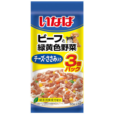 【32個セット】いなば ビーフと緑黄色野菜チーズ・ささみ入り 50g×3袋 6,232円