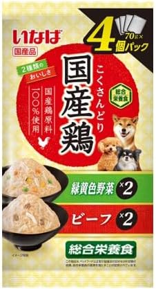 【32個セット】いなばペットフード 国産鶏緑黄色野菜・ビーフバラエティ70g×4袋