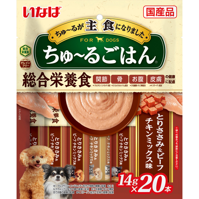【16個セット】いなばペットフード  ちゅ〜るごはんとりささみ＆ビーフチキンミックス味14g×20本