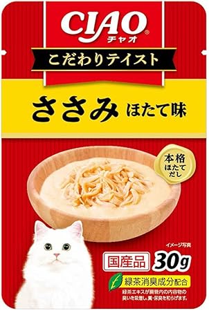 クーポン配布中!! 【96個セット】いなばペットフード CIAOこだわりテイストささみほたて味30g