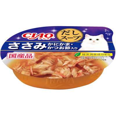【48個セット】 いなばペットフードCIAOこのままだしスープささみかにかま・かつお節入り60g
