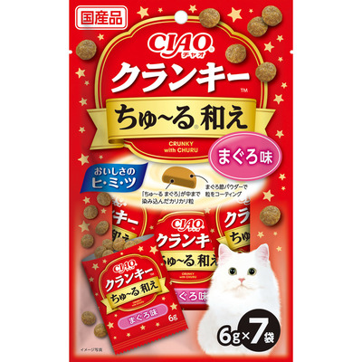 【24個セット】いなばペットフード  CIAO ちゅ〜る和え クランキー まぐろ味