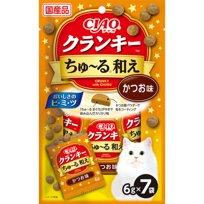 【24個セット】いなばペットフード  CIAO ちゅ〜る和え クランキー かつお味