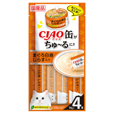 【48個セット】いなばペットフード CIAO缶ちゅ〜るまぐろ白身しらす入り14g×4本
