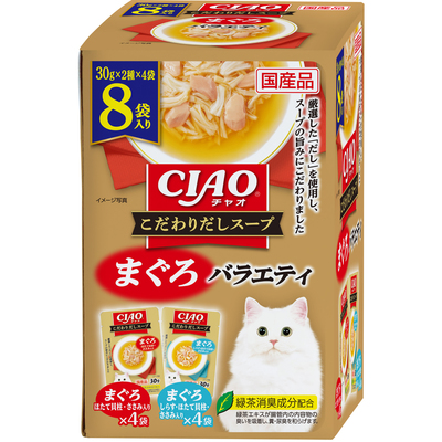 【12個セット】いなばペットフード CIAOこだわりだしスープまぐろバラエティ30g×8