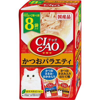 【12個セット】いなばペットフード CIAOパウチかつおバラエティ40g×8袋