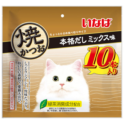 【12個セット】いなばペットフード  いなば焼かつお10本入り本格だしミックス味10本