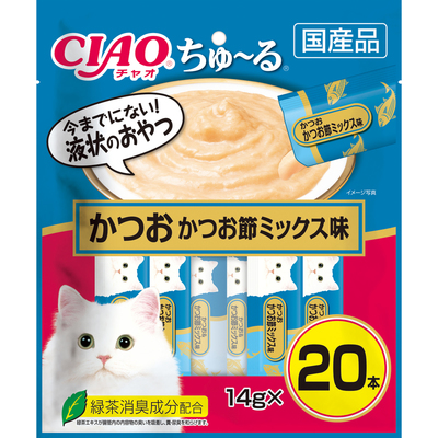 【16個セット】いなばペットフード  CIAOちゅ〜るかつおかつお節ミックス味14g×20本