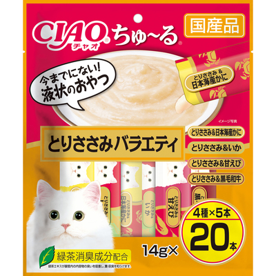 【16個セット】いなばペットフード  CIAOちゅ〜るとりささみバラエティ14g×20本