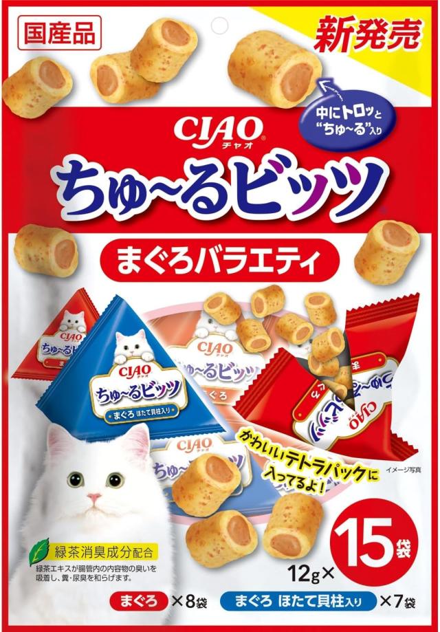 【16個セット】CIAOちゅ〜るビッツまぐろバラエティ12g×15袋