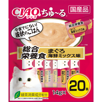 【8個セット】いなばペットフード CIAOちゅ〜る総合栄養食まぐろ海鮮ミックス味14g×20本