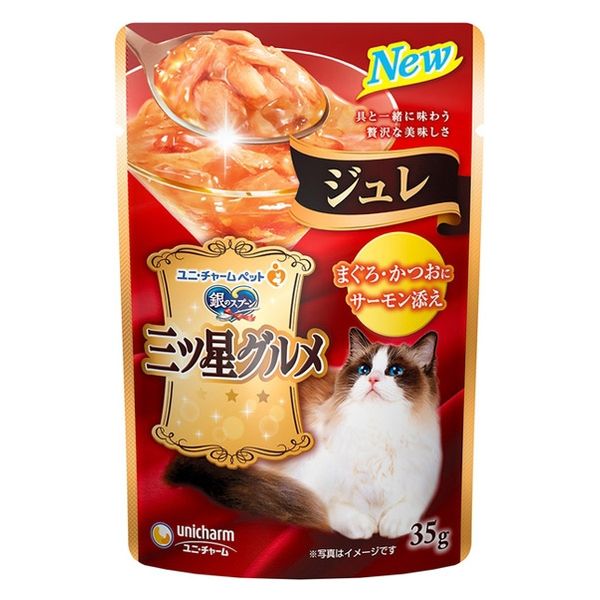 ユニ・チャーム ペット 銀のスプーン 三ツ星グルメ パウチ 国産 かつおフレーク まぐろ入り 35g 猫用 40個セット ユニチャーム 銀のスプーン 三ツ星グルメパウチ フレーク