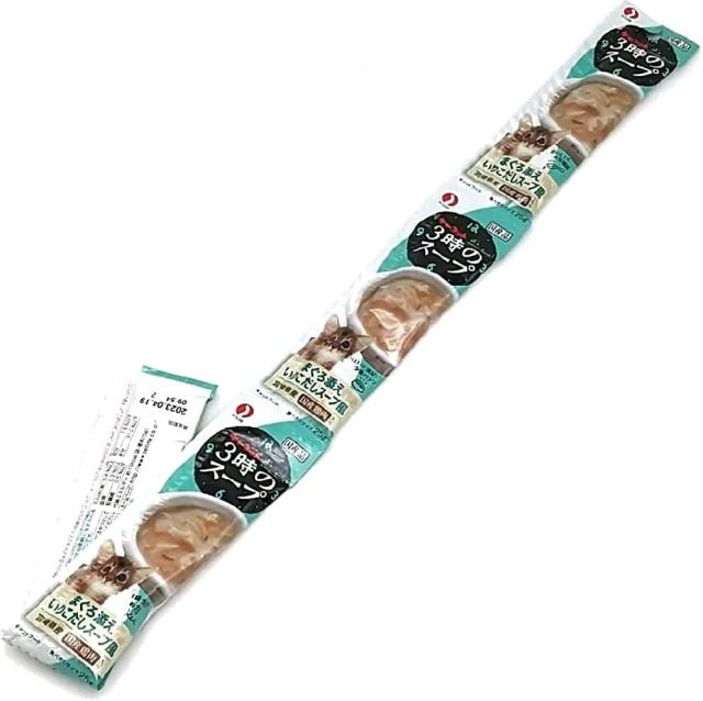 【100個セット】ペットライン キャネット3時のスープまぐろ添えいりこだしスープ風25g×4