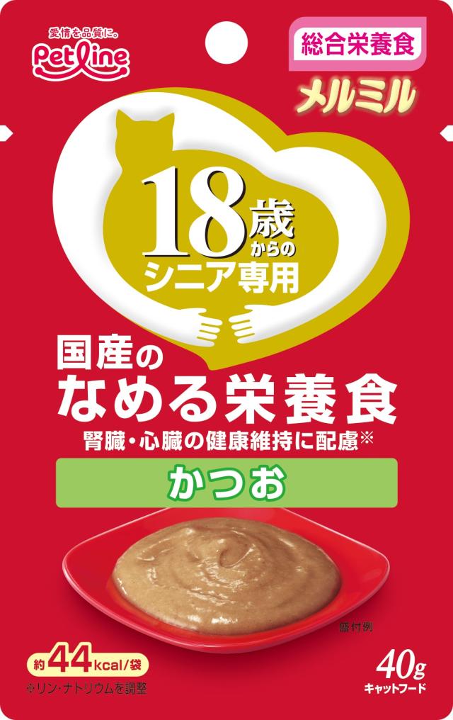 【96個セット】ペットライン  メルミル18歳からかつお40g