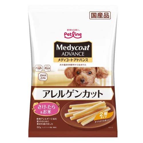 【36個セット】ペットライン  メディコートアドバンスアレルゲンカットジャーキーさけ・たら＆お米2層タイプ60g